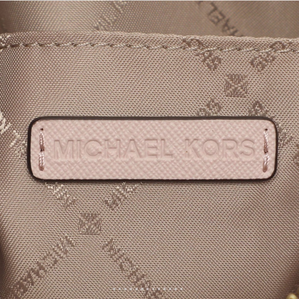 MK Jet Set Travel Medium White/Blush Pink Signature Coated Canvas Crossbody Bag - Picture 9 of 17